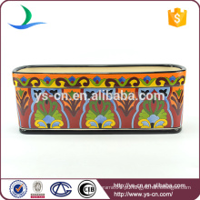 YSfp0008 Venda quente retangular cerâmica flowerpot com design handprint